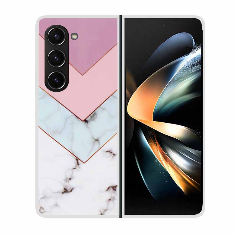 For Samsung Galaxy Z Fold 5 ZFold5 Cases Marble Transparent Shockproof Protection Hard Back Cover For Samsung Z Fold 5 5G Cases