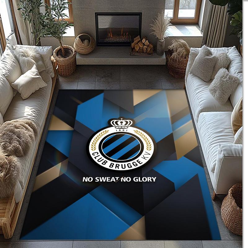 Club Brugge FC Soccer Football Pattern Soft Area Rug Non Slip Indoor Floor Carpet Sports Decor Mat for Bedroom
