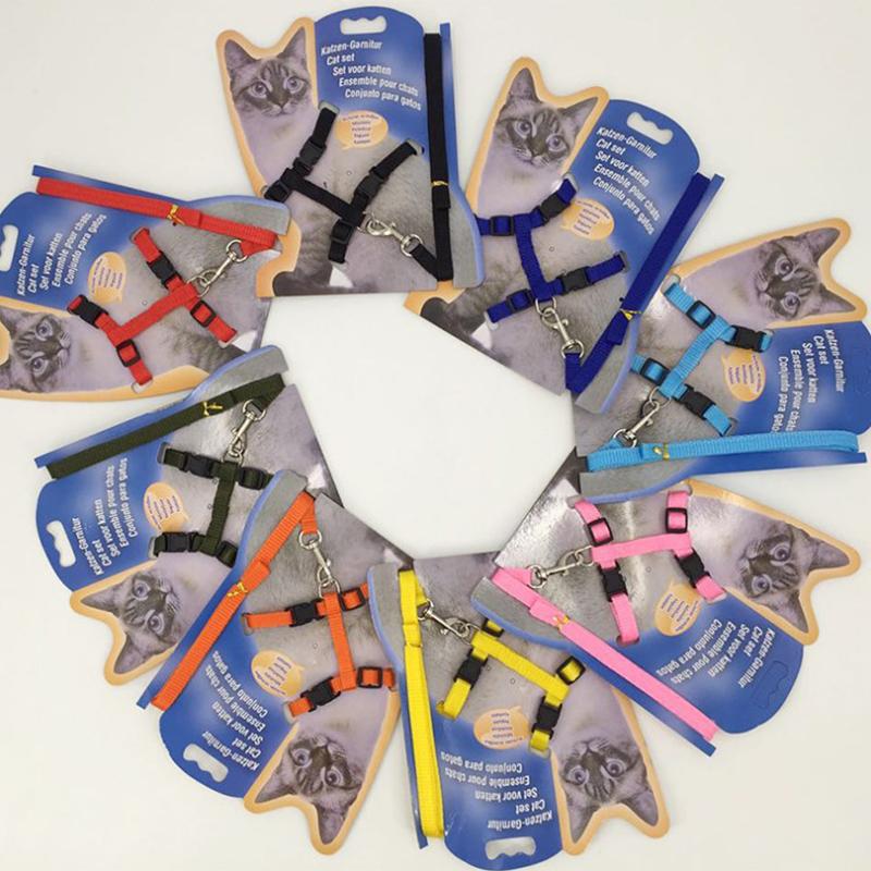 Collier de chat Harnais Laisse Réglable Nylon Chaton Licol Collier Traction pour Animaux de Compagnie Chiot Chien Chat Produit Harnais pour Animaux de Compagnie Ceinture
