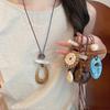 European and American Retro Resin Geometric Pendant Necklace Light Luxury High-end Long Sweater Chain with Clothes and Accessories Women