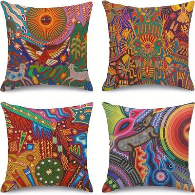 Heimdeko Exotische Bunte Muster Kissenbezug Zur Deko Muster Kissenbezug Geeignet Für Sofa Schlafzimmer Auto Kissenbezug