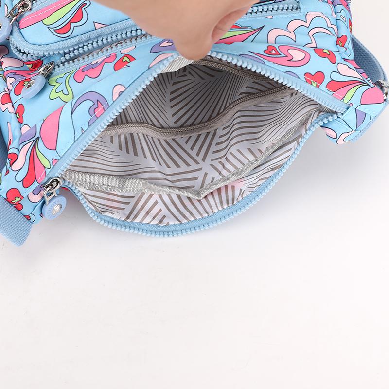 Women's Mobile Phone Bag Printed Nylon Shoulder Bag Crossbody Bag Middle-Aged Mother Bag Small Square Bag