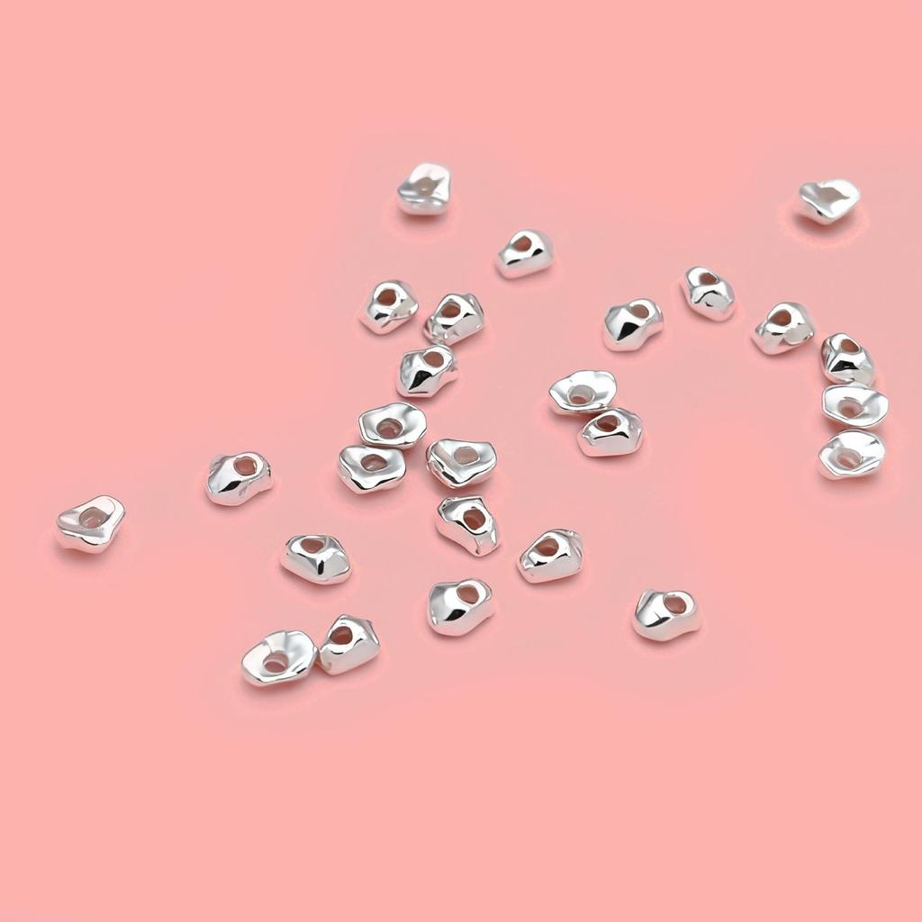 S925 Sterling Silver Hammered Irregular Spacer Beads for DIY Jewelry Making