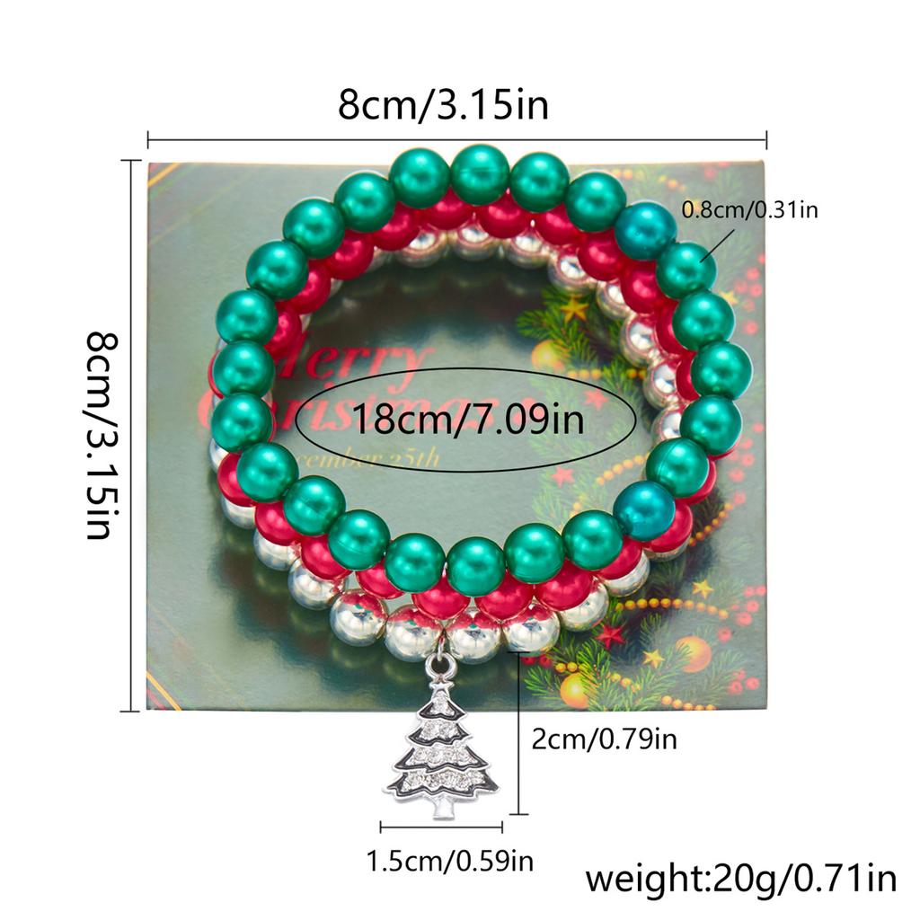 3Pcs/Set Merry Christmas Tree Snowman Santa Claus Bracelets For Women Men Acrylic Beads Christmas Deer Bracelet New Year Jewelry