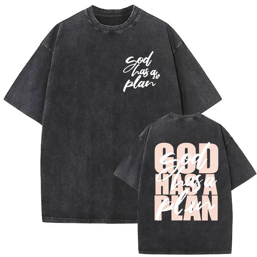 Vintage Washed Faith in God Christian Bible Verse Print T Shirts Men Womens Clothing Aesthetic Fashion Oversized Cotton Tshirt