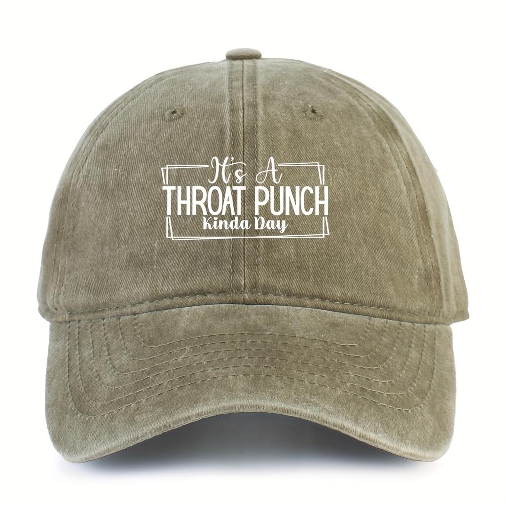 Throat Punch Kinda Day Slogan Baseball Cap Vintage Washed Outdoor Casual Adjustable Unisex Hat