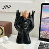 Abstract Face Design Plastic Pen Holder Creative Sculpture Large Capacity Art Supplies Organizer Desktop for Pens Erasers Crayons Markers Makeup Brush