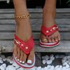 Women's Flip-Flops Hollow Wedge Metal Buckle Thick-Soled Slippers Lightweight Casual Flip-Flops Summer Beach Ladies Shoes
