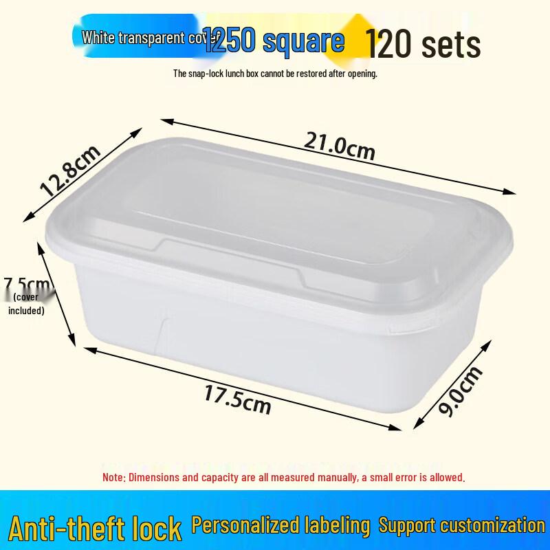 Qwei 1000ml Disposable Rectangular Anti-theft Lunch Box with Lid