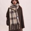 Plush Winter Cashmere Scarves Tassel Long Shawl Elegant Plaid Wool Scarf Student