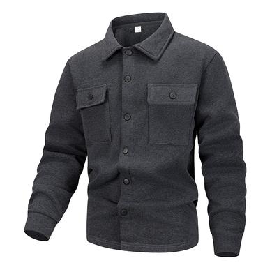 Chemises pour hommes Vestes à manches longues multi-poches Cardigan boutonné couleur unie Hauts décontractés