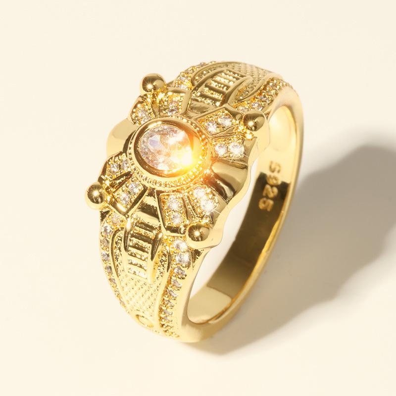 Jewelry Men'S Style Rudder Personalized Gold Men'S Ring, Imitation Square Diamond Ring Fashionable Men'S Ring