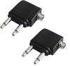 Airplane Headphone Jack Dual Jack Stereo Mini Headphone Plug F-Factory Adapter, 3.5mm Converter, Connector, In-Flight Adapter, 2-Pack PLG-2PMP-2P