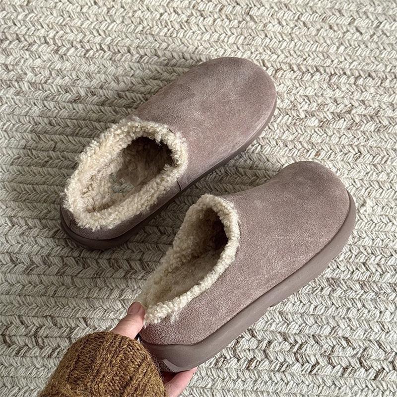Winter new bag head wool slippers small potatoes ugly cute shoes fluffy slippers women's outer wear