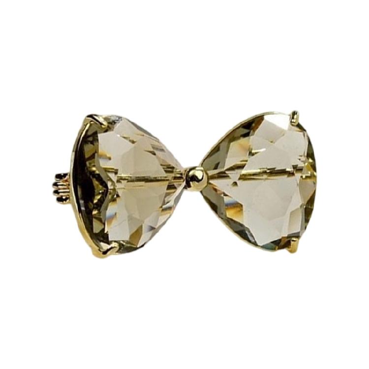Stylish Crystals Bowknot Pin Comfortable Alloy Accessory With Fasteners for Formal Wear