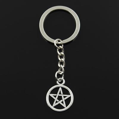 Moda 30mm breloczek metalowy breloczek brelok biżuteria antyczny brąz srebrny kolor platerowany gwiazdą pentagram 24x20mm wisiorek