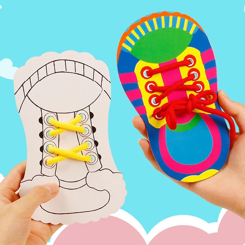 Shoelace Threading Teaching Toys Learn To Tie Shoelaces Toy Kids Toddlers Fine Motor Skills Toy Early Educational Toys Boys Girl