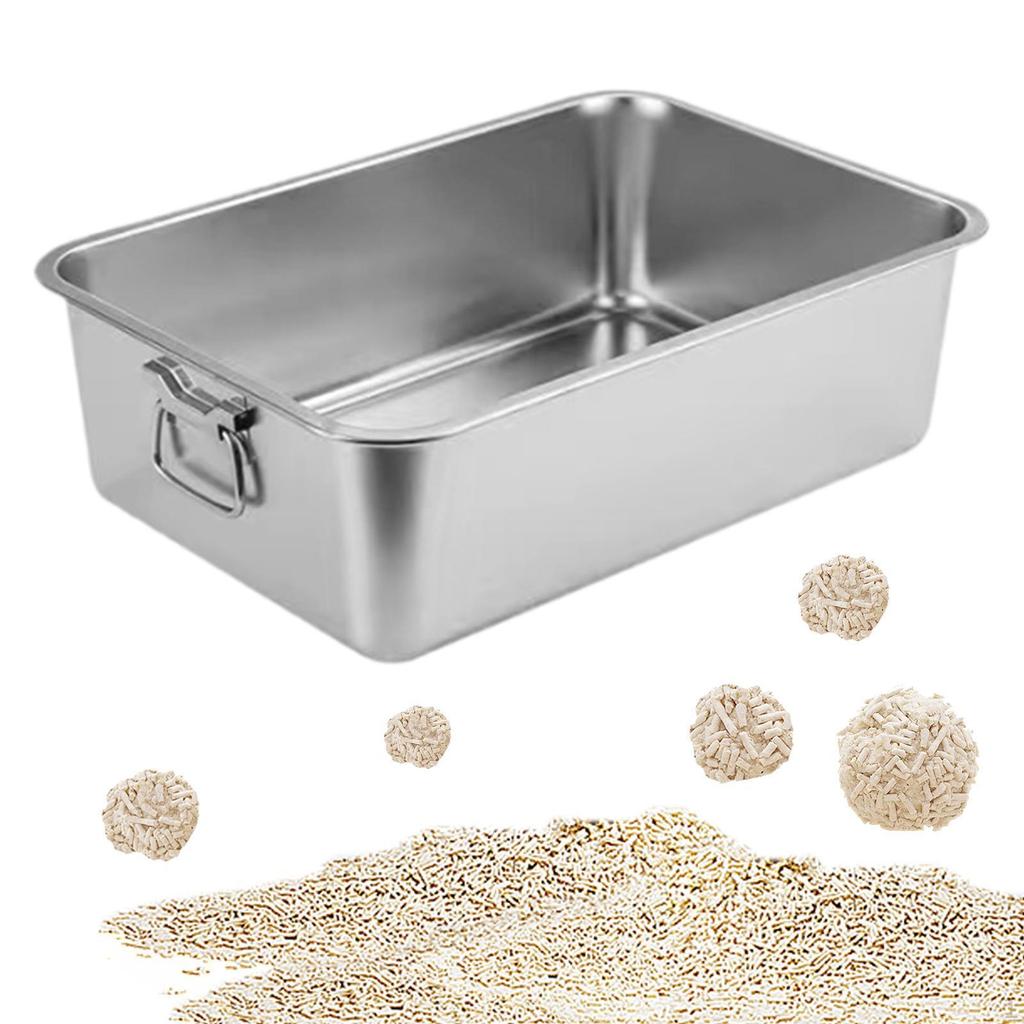 Litter Box, High Sided Tray, Easy To Clean with Handles, Non-Stick Cat Toilet,