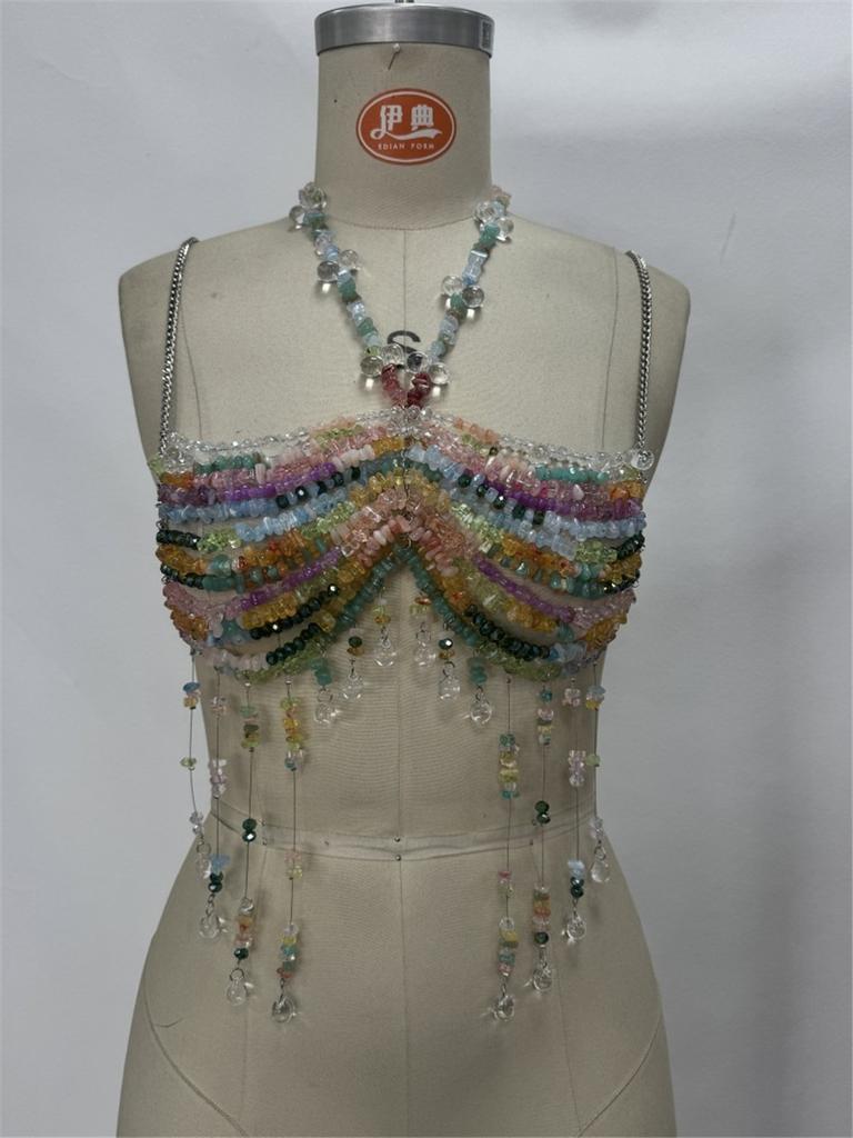 2025 Ladies Clothing Party Club Wear Bra Sexy Evening Women Tank Tops With Chains