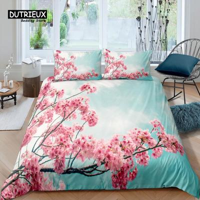 Home Living Luxusní 3D povlečení Cherry Blossoms Dětský Povlak na polštář Povlečení Sakura Povlečení Queen a King EU/US/AU/UK Velikost