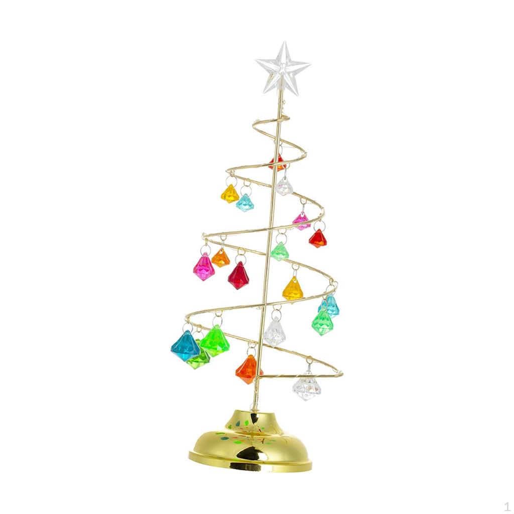 Christmas Tree Dangling Charms Metal Stand Glittering Star Topper for Tabletop Holiday Gift