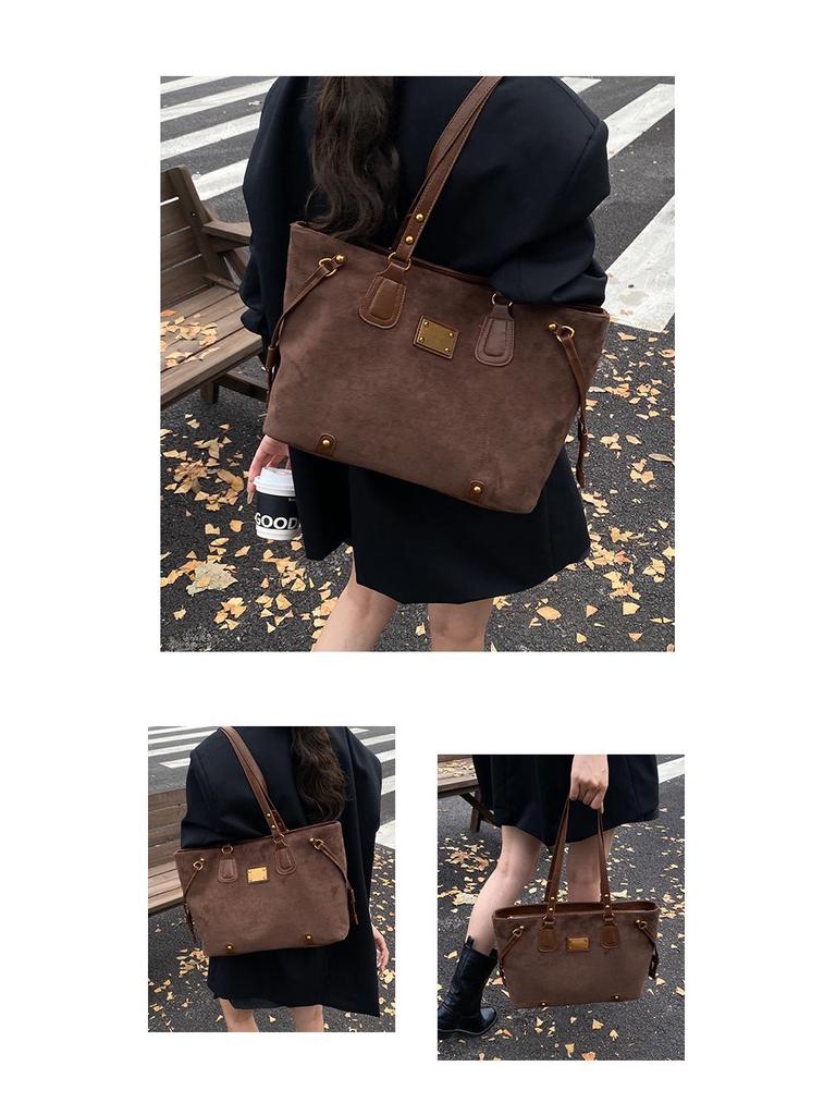2025 Retro Matte Large-Capacity Women's Fashion Tote & Shoulder Bag