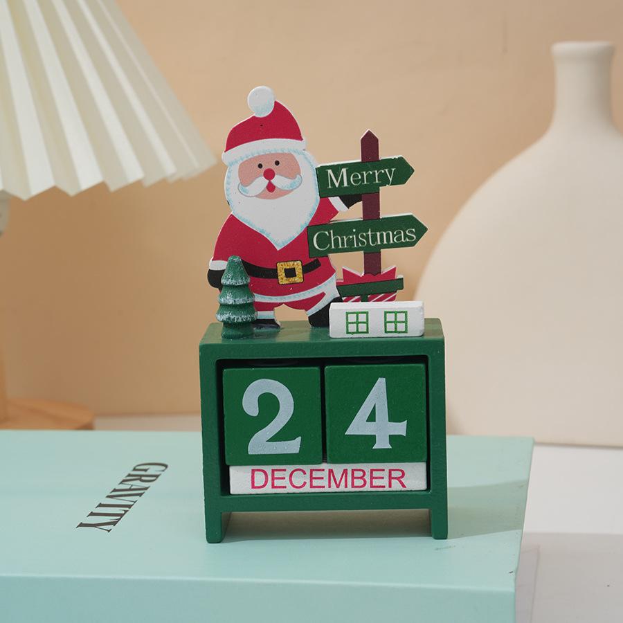 

1pc Christmas Decorations Wooden Calendars Mini Desktop Ornament Items Children s Holiday Gifts Christmas Trees Gift 14x7cm зелений