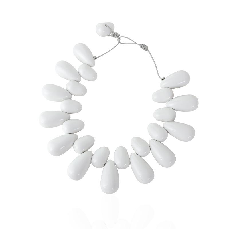 Stylish Teardrop Resin Beaded Necklace - European & American Design