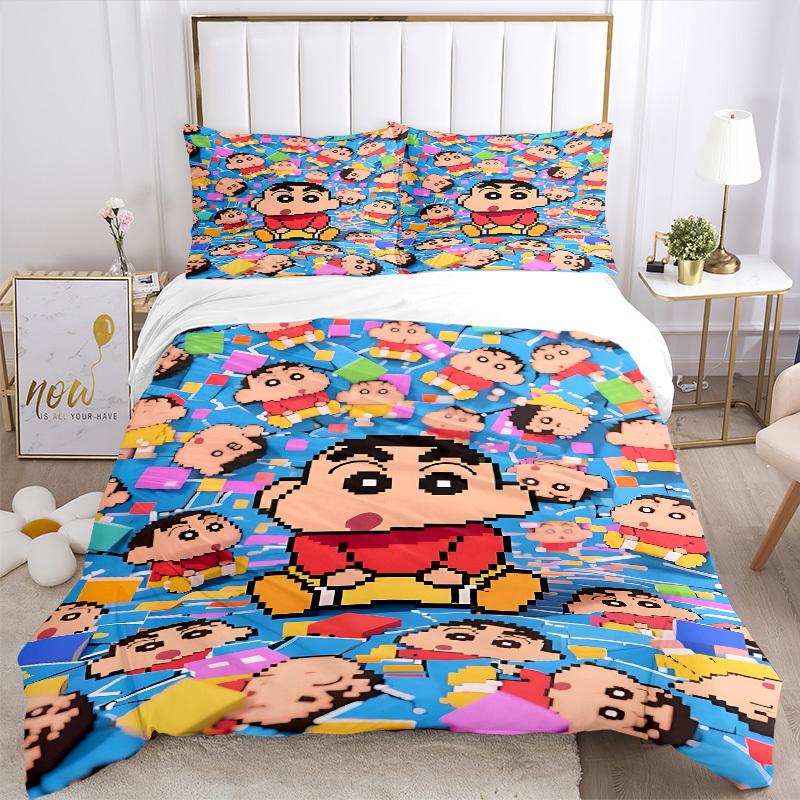 3pcs Crayon Shin-chan Duvet Cover Set - Machine Washable, Includes 1 Duvet Cover and 2 Pillowcases, No Core Included yy251022199