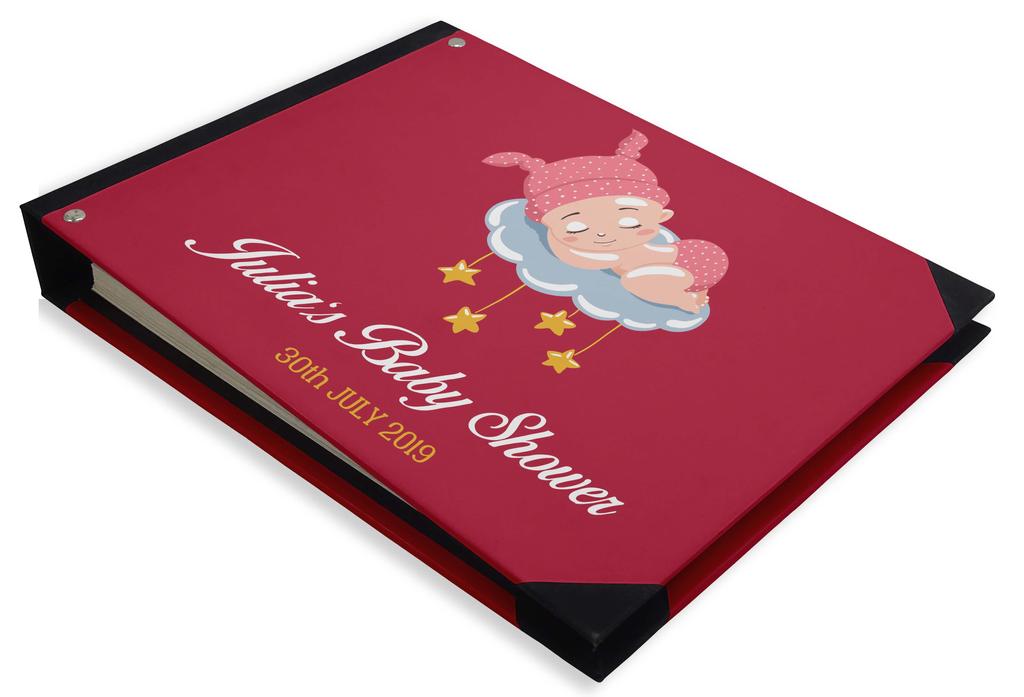 Darling Souvenir Blue Seamless Heart & Baby Objects Personalized Printed Baby Shower  Guest  Book  Scrapbook-7 x 9