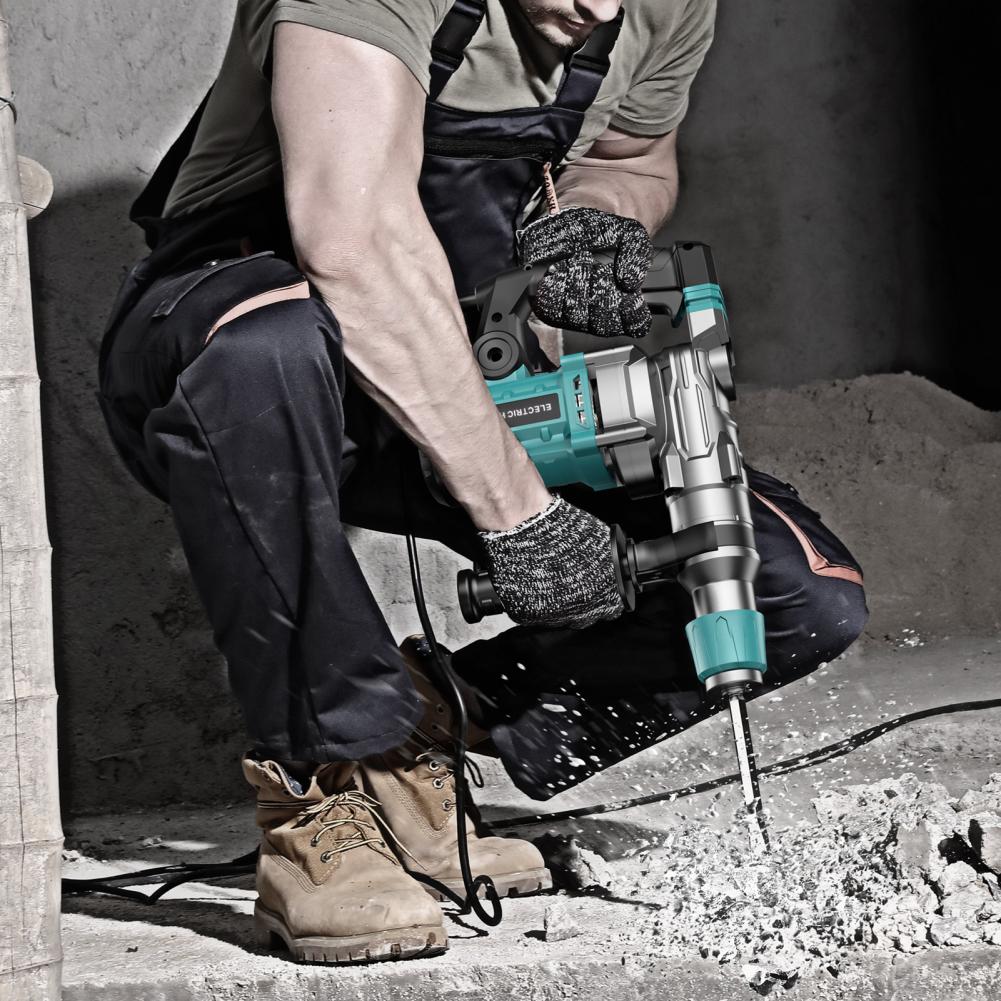 3 In 1 Hammer Drill, 1-1/4 Inch 13 Amp Heavy Duty Rotary Hammer Drill with Safety Clutch Power Tools with Chisels and Drill Bits