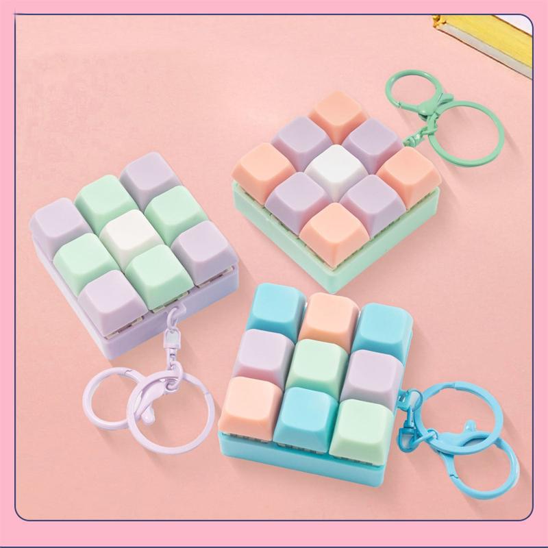 Non-Toxic Nine-Key Tetris Fingertip Pressing Key Keychain Adult Stress-Relieving Finger Keyboard Game Key Chain Stress-Relieving Magic Toy