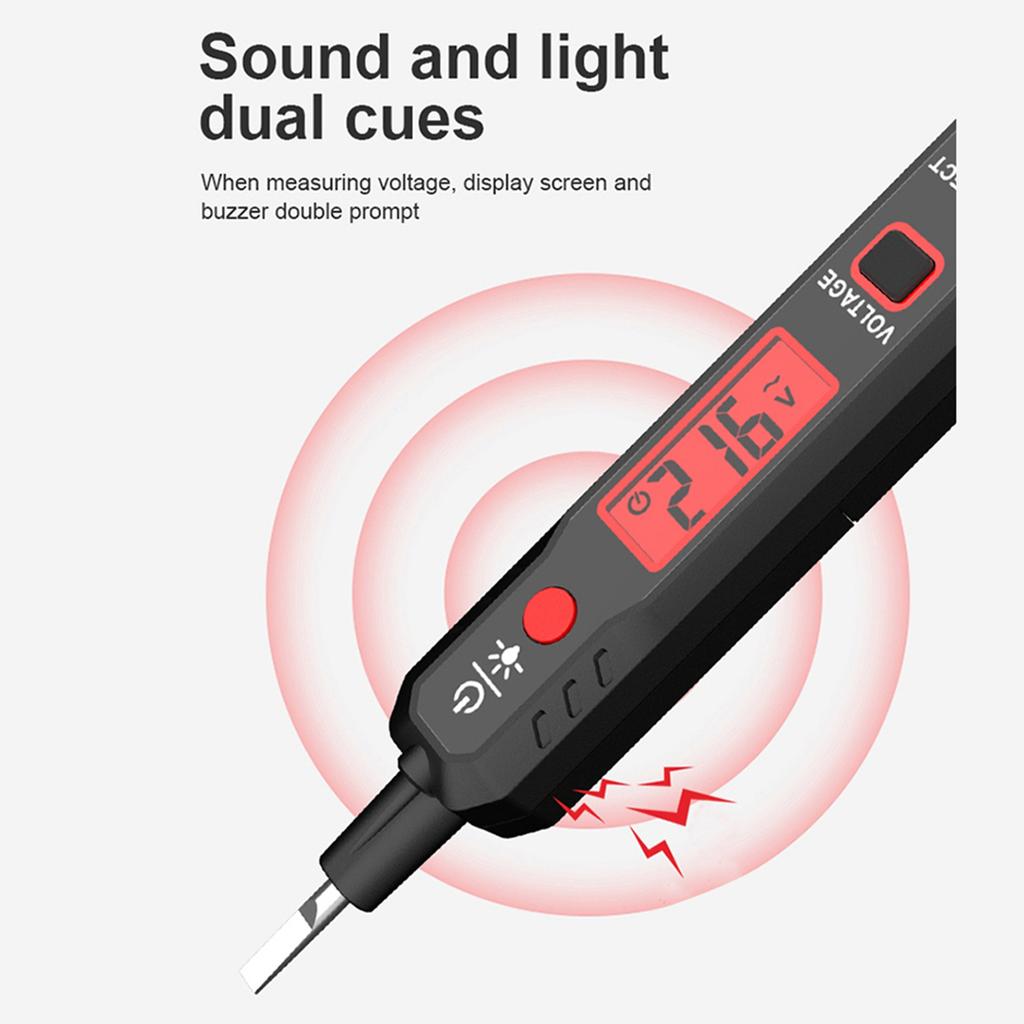 HABOTEST HT89 Voltage Tester AC 12 300V Contact Voltage Detector for Live Null Wire with Flashlight LCD Display