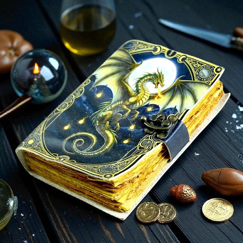 Dragon Leather Journal: Handmade Book of Shadows with Deckle Edge Paper