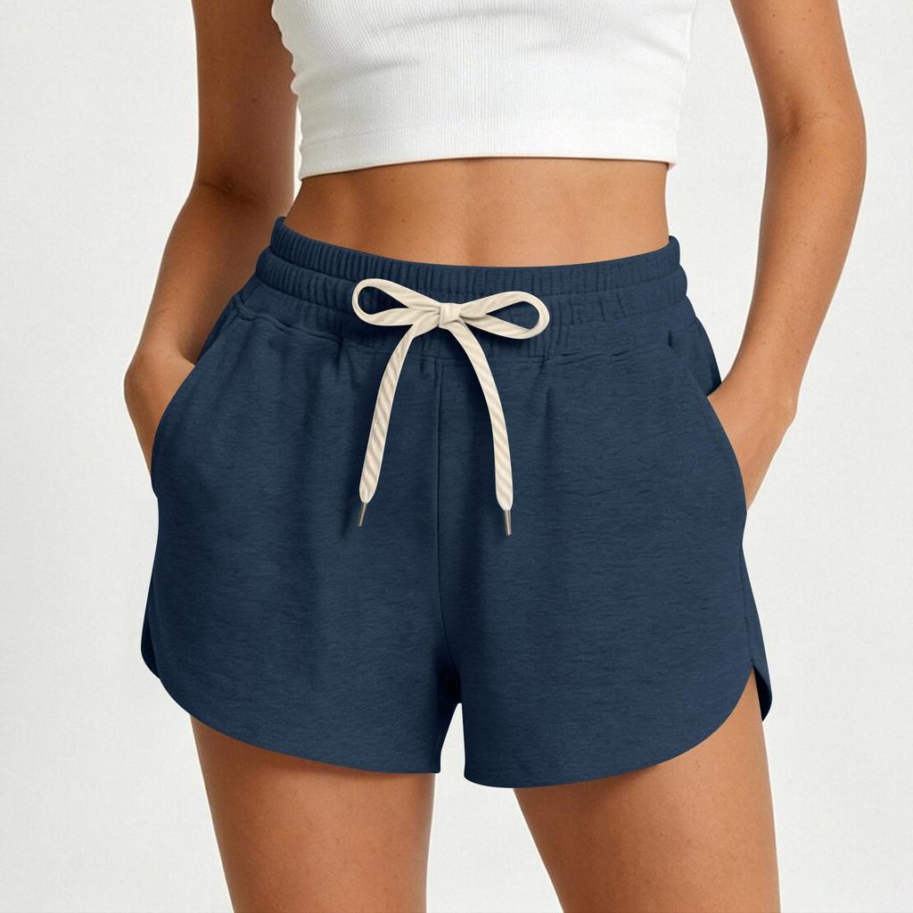 Women's Casual High Waist Drawstring Shorts with Pockets Lightweight Soft Fabric Comfortable Fit Elastic Waistband