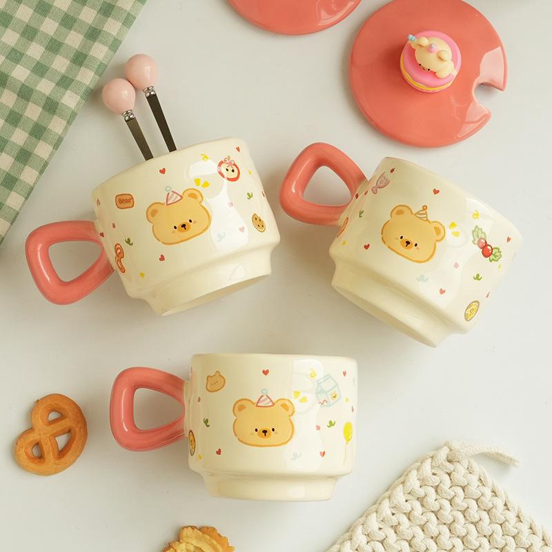 Creative Gifts Birthday Cake Ceramic Cup Children's Student Holiday Gift Cute Mug Household Teacup Water Cup