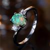 Cute Female Green Opal Round Stone Ring Silver Color Wedding Jewelry Promise Engagement Rings For Women