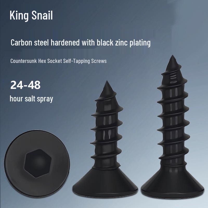 

Grade 8.8 Hardened Black Zinc-Plated Carbon Steel Hex Socket Countersunk Self-Tapping Wood Screws M2-M6 ST2*4 (500 pcs)