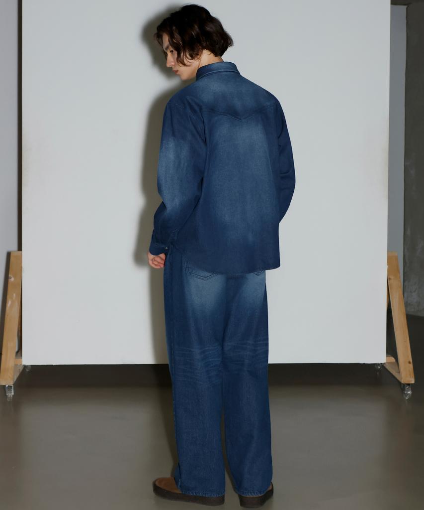 SIGNATURE [Choi Jong-Woo X Signature] Western Washed Denim Shirt [Indigo]