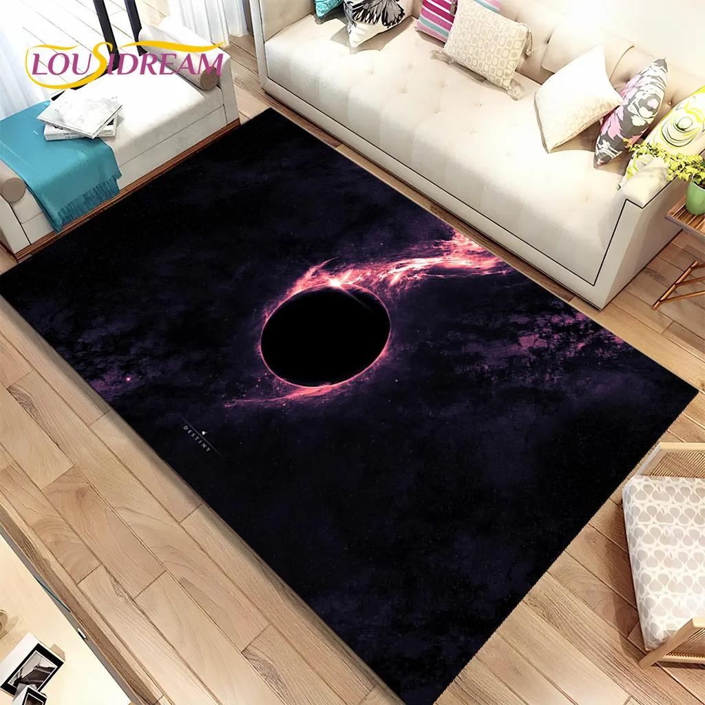3D Space Fixed Stars Galaxy Earth Area Rug,Carpet Rug for Home Living Room Bedroom Sofa Doormat Decor,Kids Non-slip Floor Mat HD