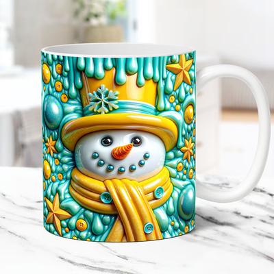 3D Christmas Christmas Ceramic Coffee Mug Xmas Gift Tea Cup Snowman New