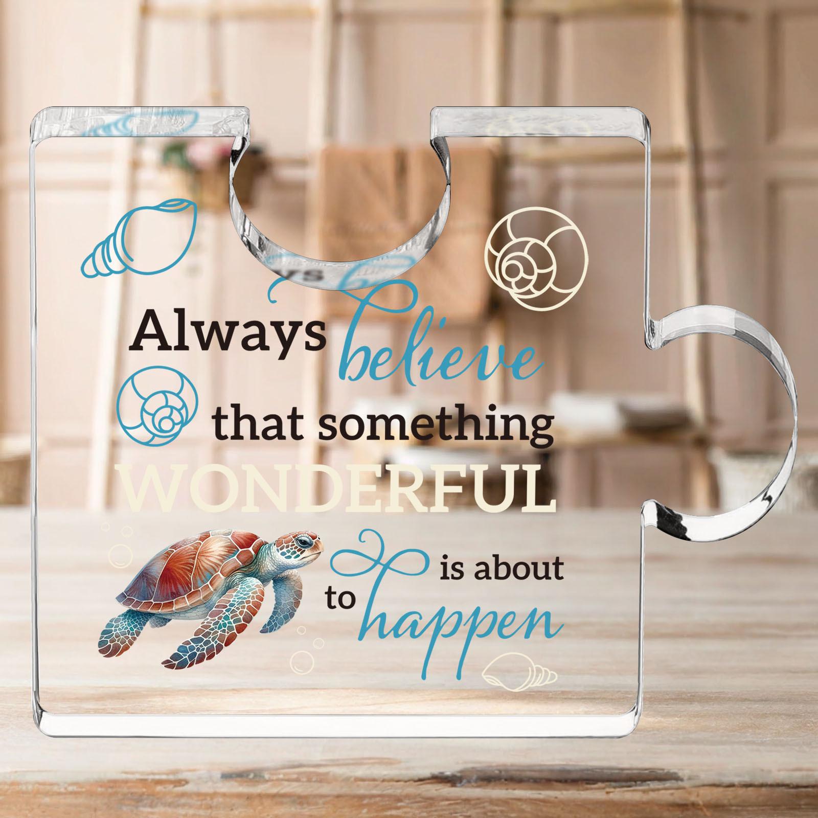 

2D Flat Beautiful Sea Turtle Themed Acrylic Decorative Plaque and Ornament,Mother S Day,Birthdays,Anniversarie,Desk Living Room Acrylic Decoration 12.5*10cm