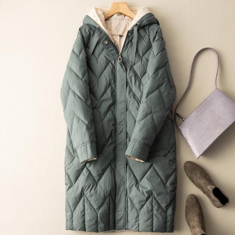 Winter Long Oversize Down Jacket Women Fashion Warm Thick Coat Autumn Casual Slim Hooded Puffer Jacket