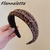 Fascia di velluto con stampa leopardata larga 4 cm con imbottitura in spugna per accessori cerchietti per capelli casual da donna e signora