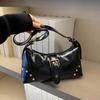 New Designer Buckle Armpit Bag Vintage Y2k Rivet Shoulder Bag Gothic Pu Leather Spicy Girl Hobo Handbag For Women