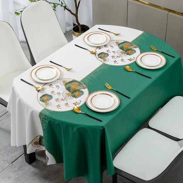 Fresh Flower Oval Pvc Table Cloths Plant Geometric Waterproof Oil -Proof Easy To Clean Coffee Dinning Tablecloth Decor