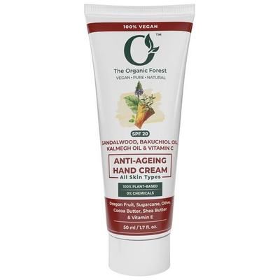 Plant-Based Anti Aging Hand Cream with SPF Protection | Hand Cream for Dry Cracked Hands | Bakuchiol, Dragonfruit, Shea Butter, Sandalwood