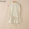 ZANZEA Women Turn Down Collar Summer Casual Sleeveless Vest Tops