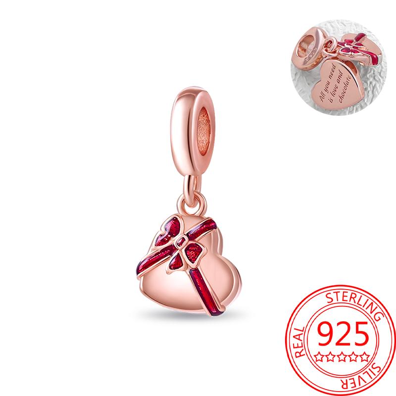 Koperen, echt roségouden, roze octopus, zomerschildpad, hartvormige hanger, geschikt voor originele armbanden, kettingen, armbanden voor meisjes