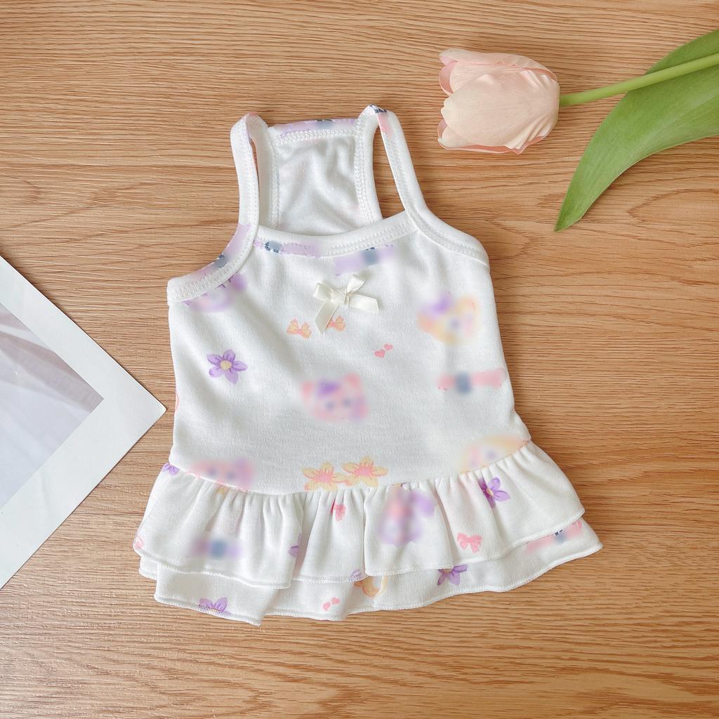 Vestido camisola estampado para animais de estimação com várias cores, vestido camisola fofo de coelho, gato, cachorro, primavera, verão, comparado a roupas de urso